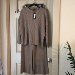 - Nasty Gal Take Knit Off Lounge Set L New Brown